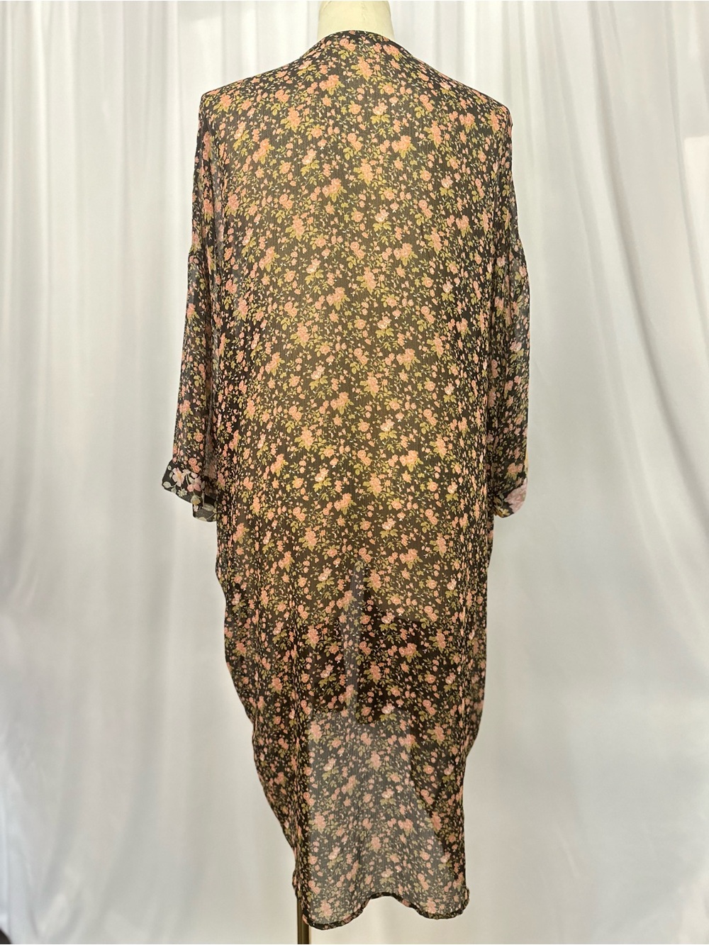 American Eagle Floral Open Front Kimono Cardigan | Medium | Boho Duster(1398) - Picture 4 of 12